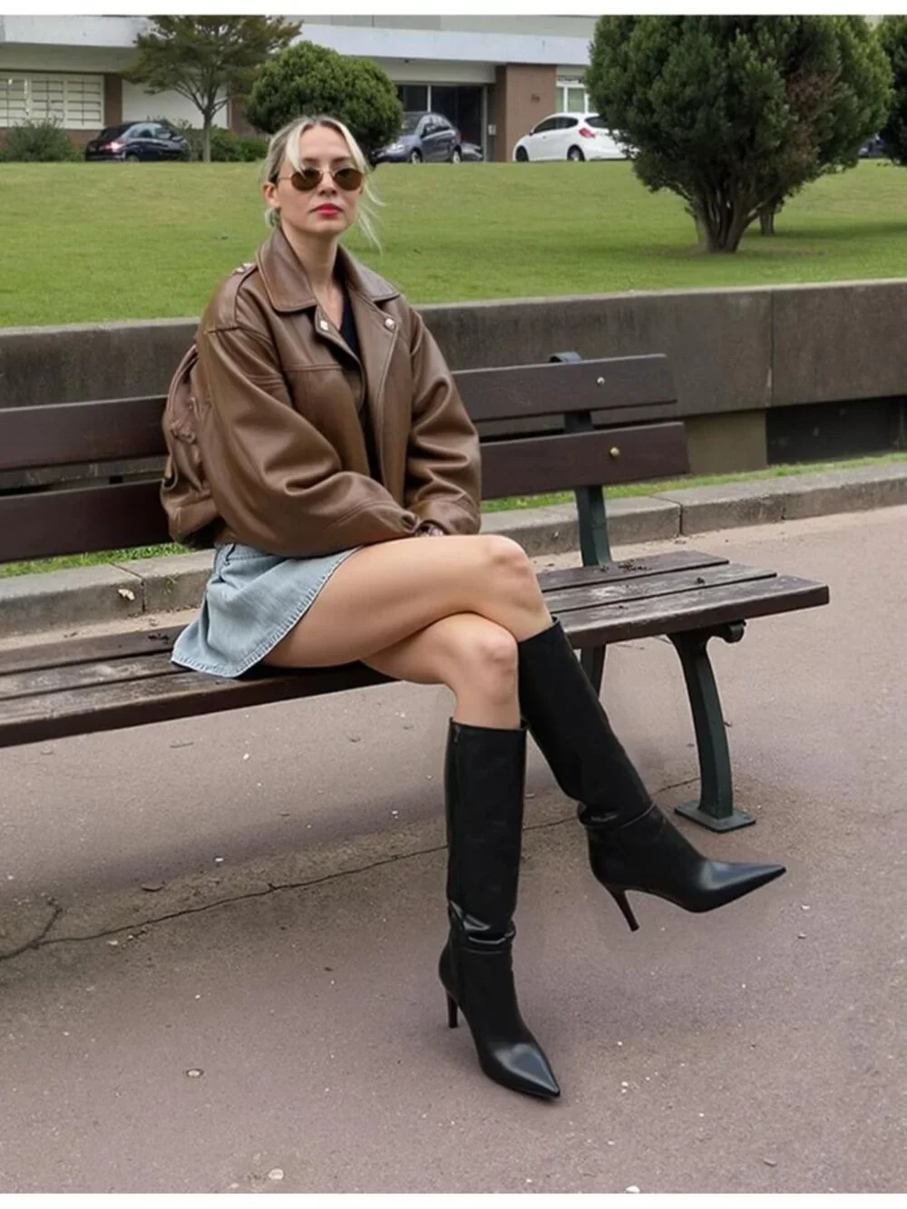 Women's Black Pointed Toe Faux Leather Stiletto Heel Over The Knee Boots